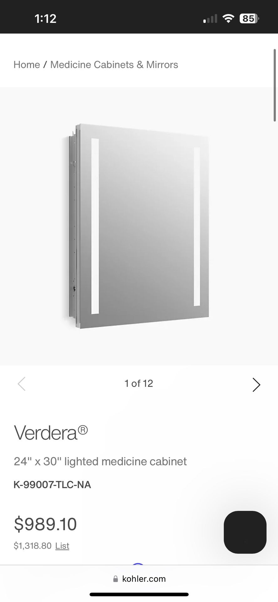 Kohler Verdera Lighted Medicine Cabinet