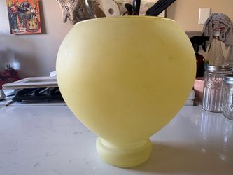 Vintage Frosted Yellow Glass Vase