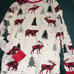 size small like new winter sleep shirt top deer red plaid 