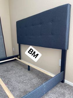 Dark Gray Fabric Linen Bed Frame Queen And Full Size 