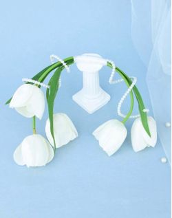 1pc Vintage Elegant Tulip Pearl Ring Handheld Bouquet, Wedding Accessory, Bohemian Minimalist Bridal Bouquet Prop