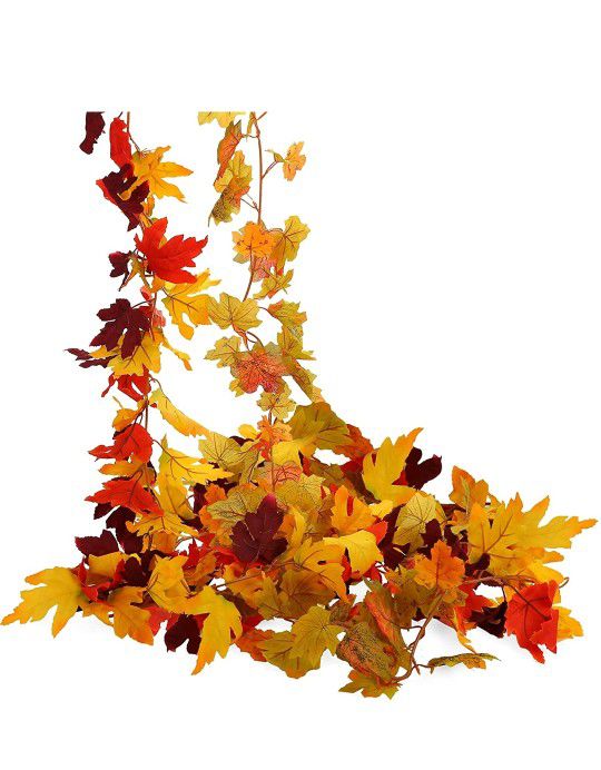  Fall Garland Maple Leaf, 5.8Ft/Piece Artificial Autumn Leaves Outdoor Leaf Garland for Thanksgiving Decoration

