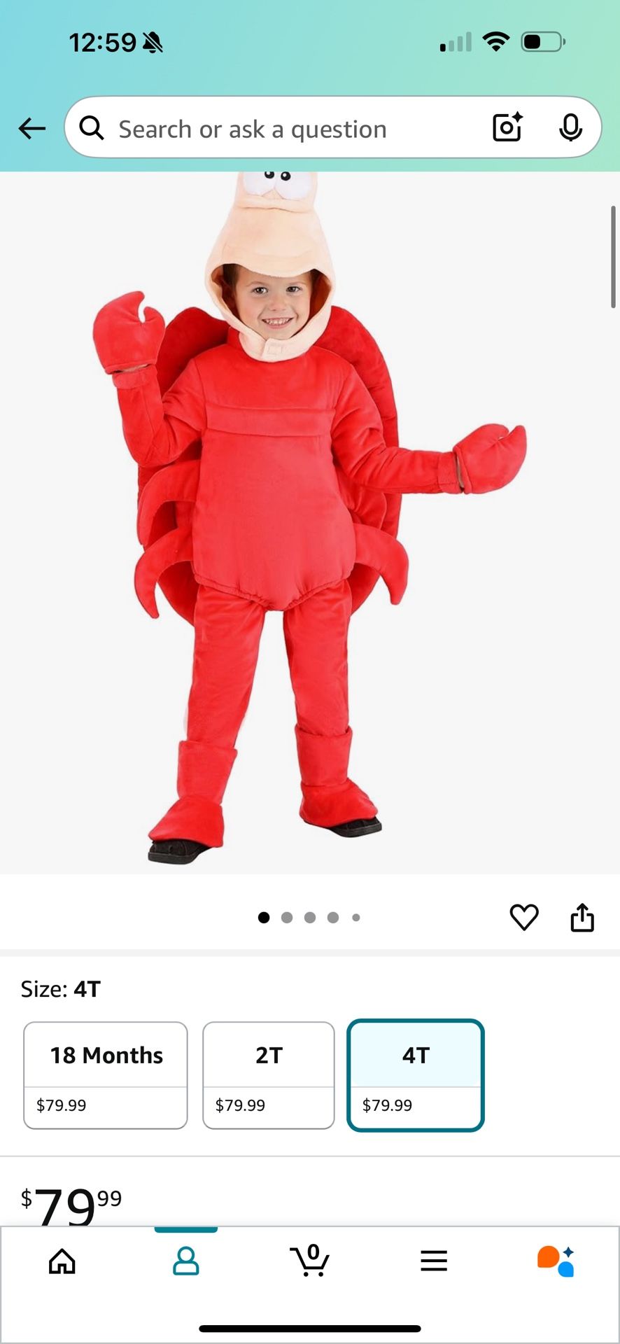 Halloween Costume Sebastian Little Mermaid 