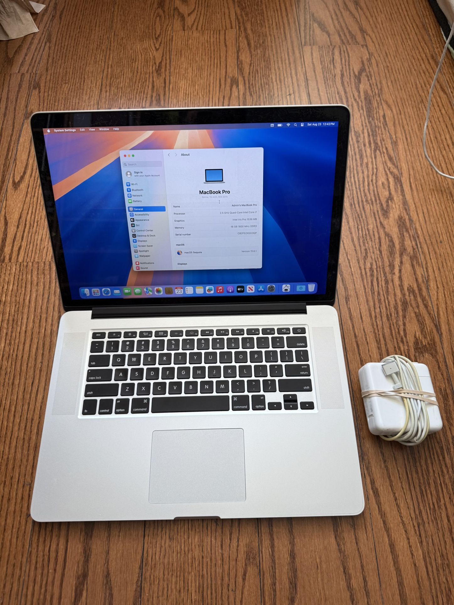 MacBook Pro 15" 2015/16GB RAM/512GB SSD/Good Battery/Fully Functional/Latest MacOS Sequoia Pre-installed