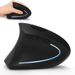 Left Handed Mouse, Lekvey Wireless 2.4G USB Lefty Left Hand Ergonomic Vertical Mouse, Less Noise - Black