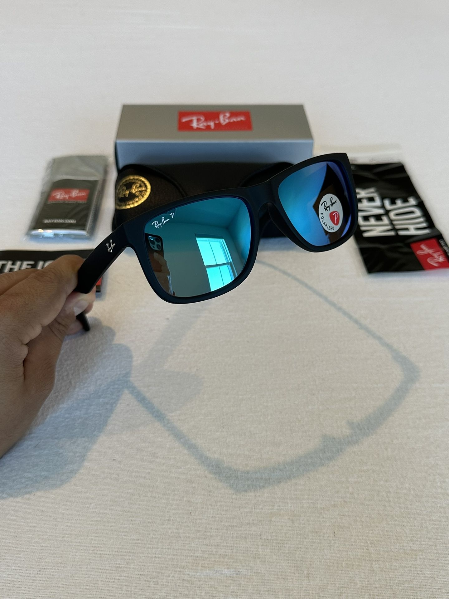 New RayBan Justin Blue Polarized Sunglasses