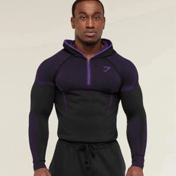Gymshark Onyx 5.0 Seamless Hoodie - Black/Athletic Purple