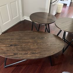 Wooden Coffee And Matching End Tables 