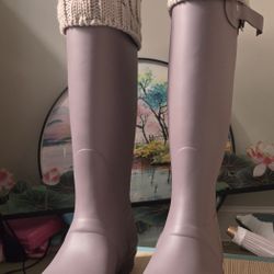 Hunter Original Thunder Cloud Tall Rubber Rain Boot 7M Includes Matching Socks!
