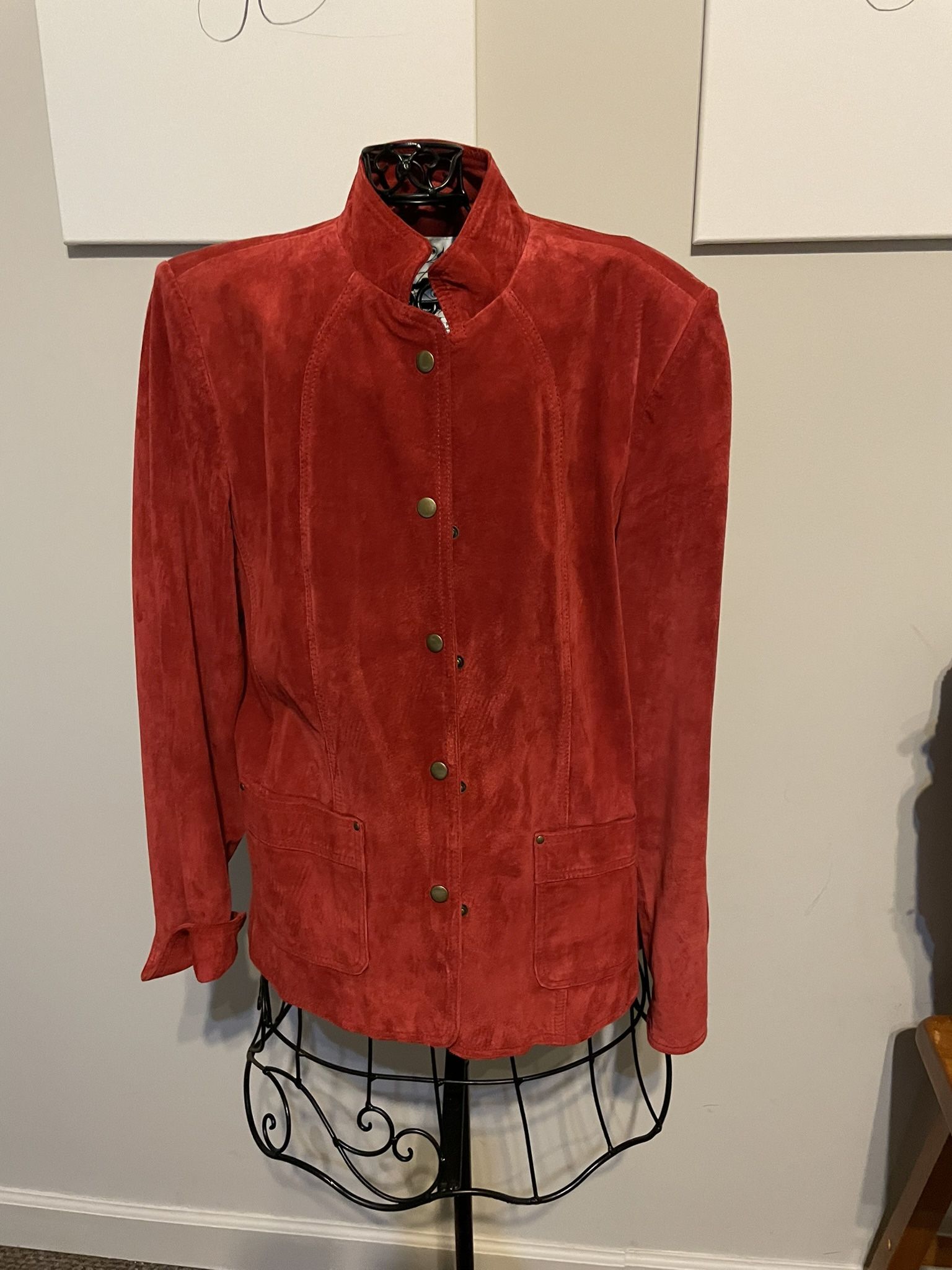 Ladies Rust Red Suede Blazer Jacket David Brooks Size M Medium With Pockets