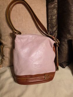Valentina pink & Brown Leather Crossbody Bag Shoulder Bag Tote 11" X 11" 6"