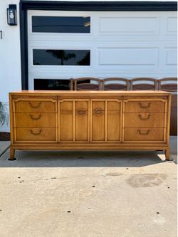 Drexel Easttrend Mid Century Dresser and Pair of Nightstands