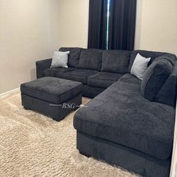 L Shaped Modular Dark Color Sectional Couch With Chaise ⭐$39 Down Payment with Financing ⭐ 90 Days same as cash
