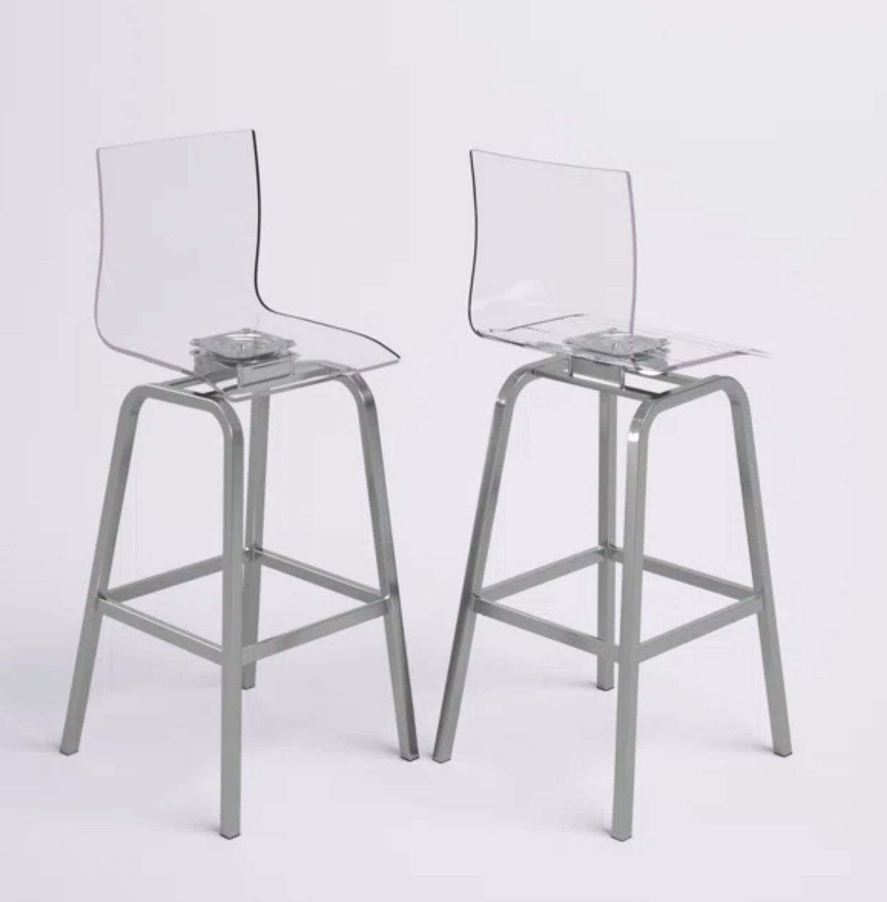 Set Of 2 Counter Height Lucite Swivel Seats