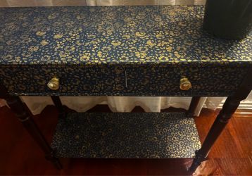 Custom Hand-Painted Gold Floral Console Table