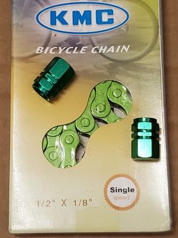 GREEN KMC Chain Single Speed 1/2 x 1/8 BMX