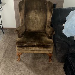 Greenish Brown colored velvet chair