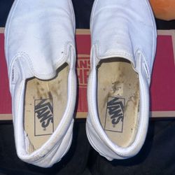 Vans Classic White Canvas Slip-Ons