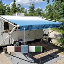 RV Awning Fabric Replacement Standard Grade Premium Vinyl (17'(Fabric 16'2"), Blue Fade)