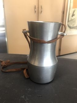 NEWBURYPORT PEWTER~~ BY ~~ T O W L E ~~ ~~DRINKING CUP WITH LEATHER STRAP