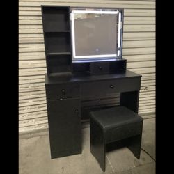 Vanity Desk With Chair And Led Mirror READ