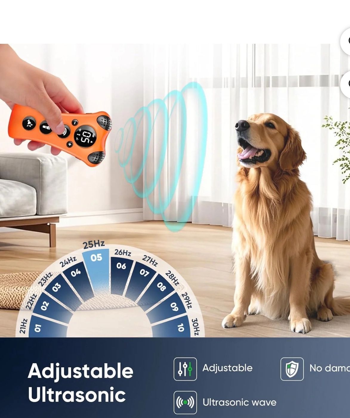  Adjustable Ultrasonic Dog Trainer - World's First Variable Frequency Pet Behavior Corrector with 10 Level Ultra Sound, 18 Dog Whistles, Anti-Bark Fla