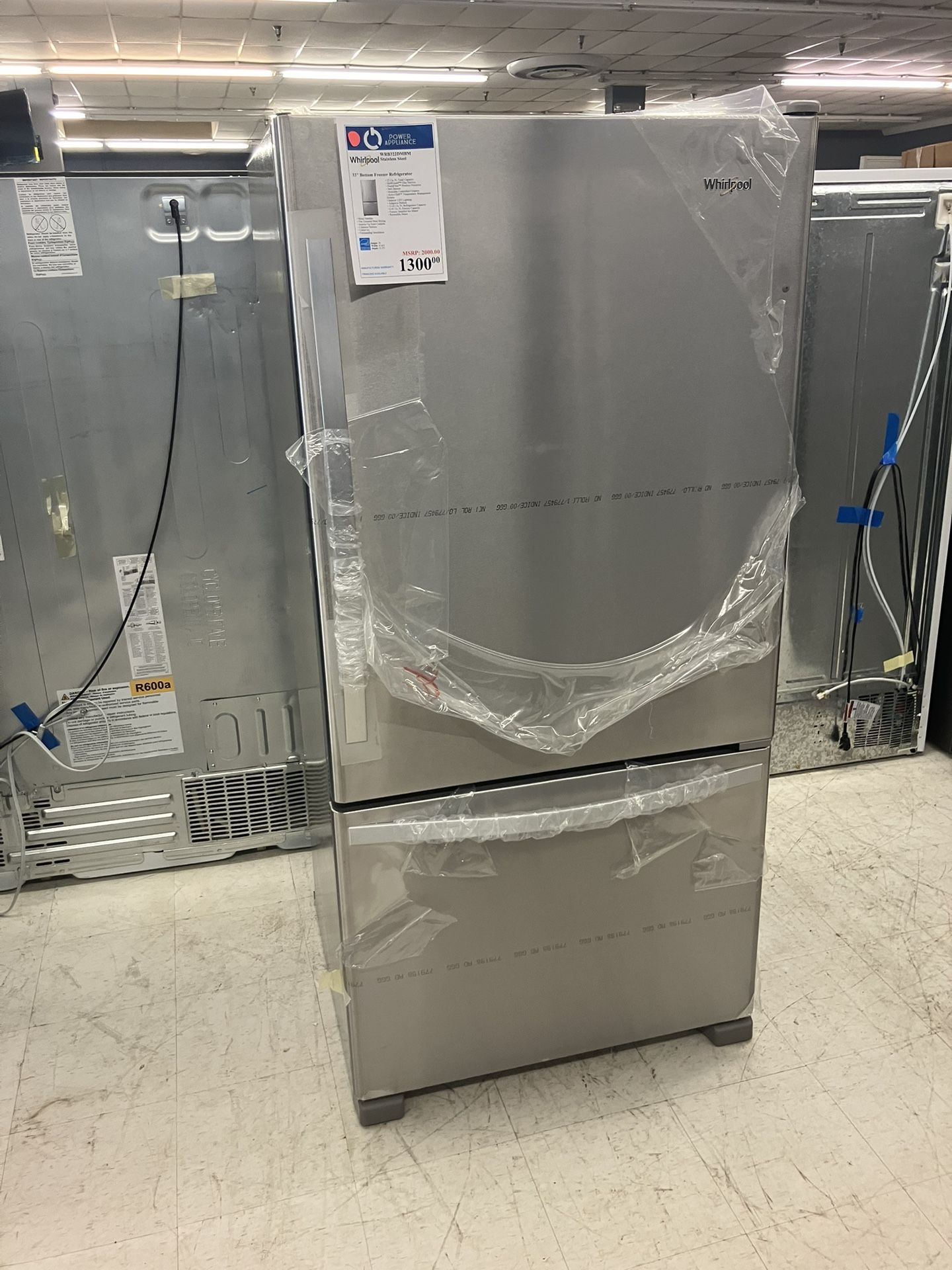 Whirlpool Stainless Steel 33" Bottom Freezer Refrigerator