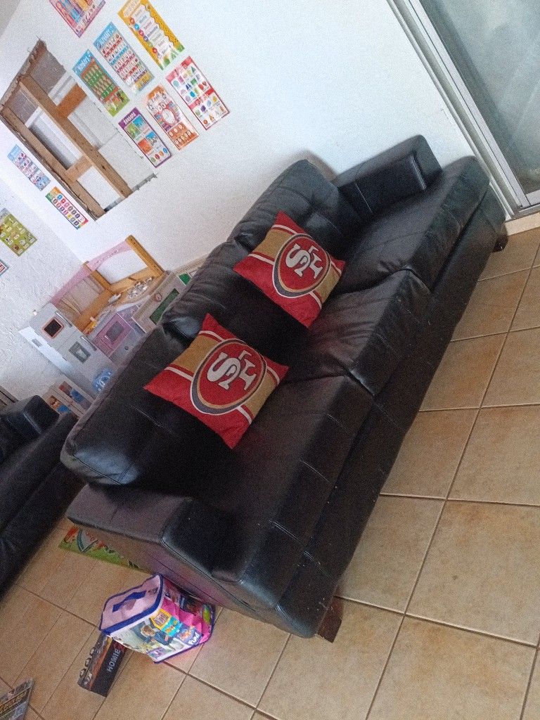 Piece Black Leather Couch