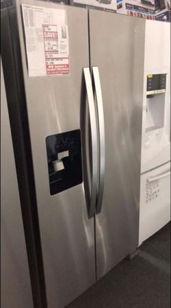 Whirlpool side-by-side fridge refrigerator fingerprint resistant with the regular price $1499 our price $999