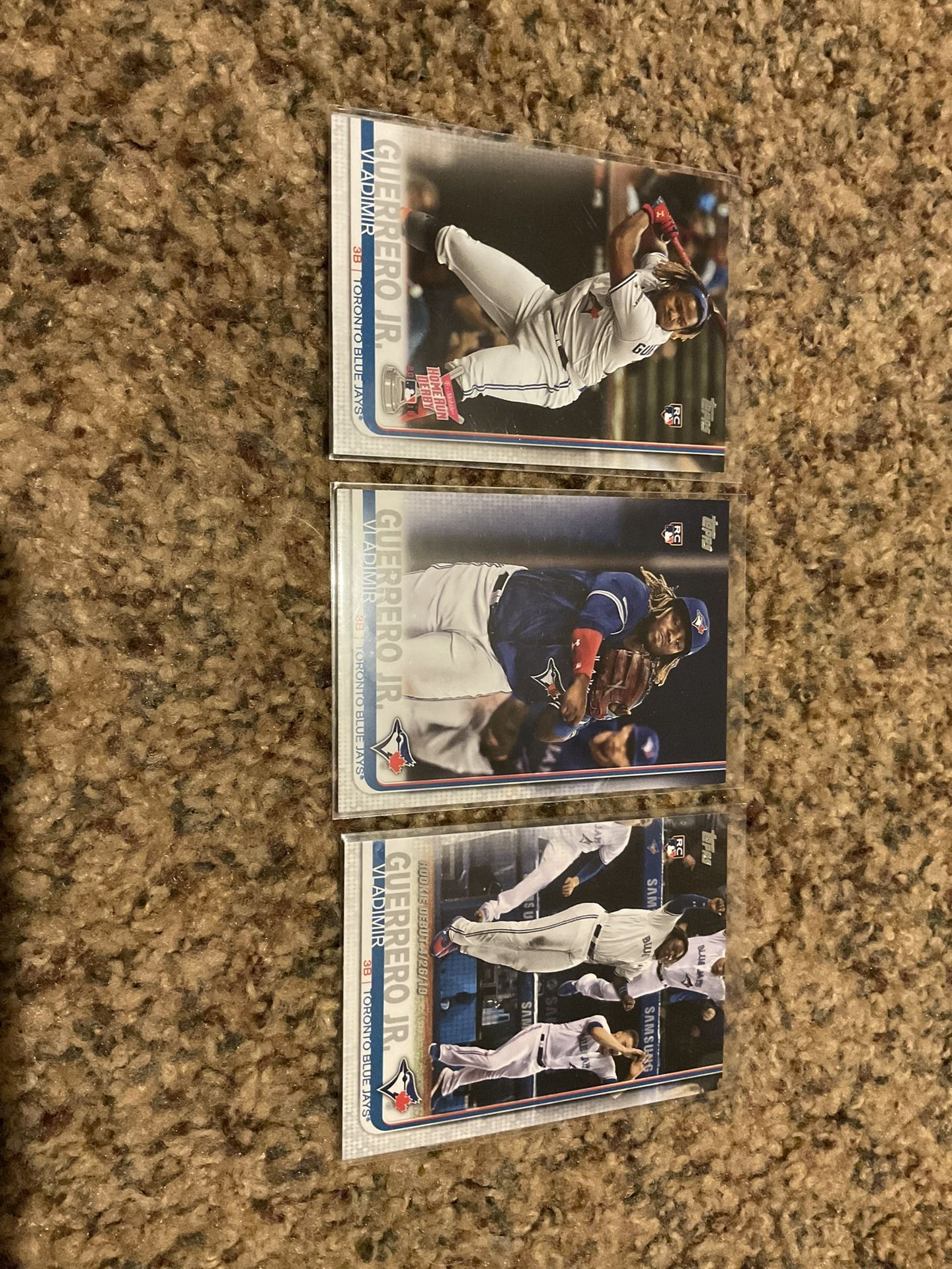 3 Different 2019 Topps Vladimir Guerrero Jr. Rookie Baseball Cards Toronto Blue Jays Superstar