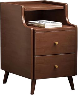 Tall Nightstand with Drawers, Wood Night Stand Rustic, Dark Brown Vintage Bedside Tables, End
