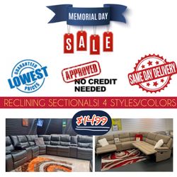 RECLINING SECTIONALS! DELIVERED TODAY! WOW! WE SELL BRAND NEW