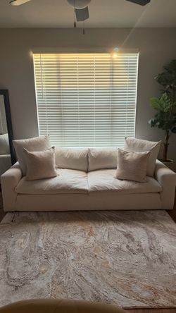 Cream Fabric Two-Seat Sofa