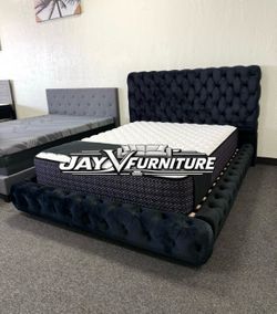 New queen bed frame with mattress