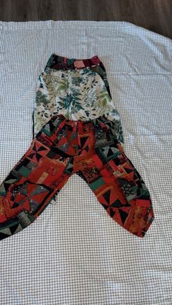 3-Piece Women’s Boho Patterned Elastic Waist Pants Bundle – Size M/L