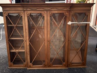 Vintage 4-Door Glass Display Cabinet Bookcase