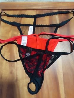 Set of 3 red/black micro thong panties sz. S/M
