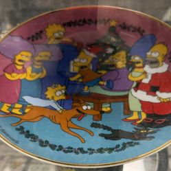 Simpsons Christmass 14 K Rimmed 8” Plate