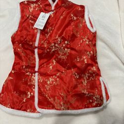 Lunar New Year Traditional Vest Women Red - Gold Detail