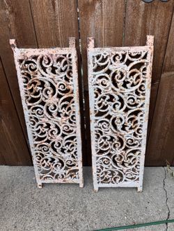 ✨VINTAGE Pair of Antique Architectural Decorative Cast Iron Panels