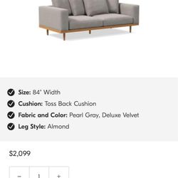 Light gray Sofa 84”