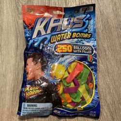 NEW KAOS Water Balloons Pack 250 pcs Assorted Neon Colors with Easy-Filler