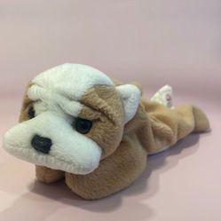 1996 Ty Original Beanie Baby Wrinkles the Dog Bulldog PE Pellets Good UsedCon