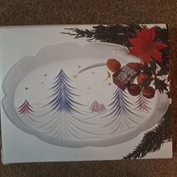 Winter Scene Glass Platter 
