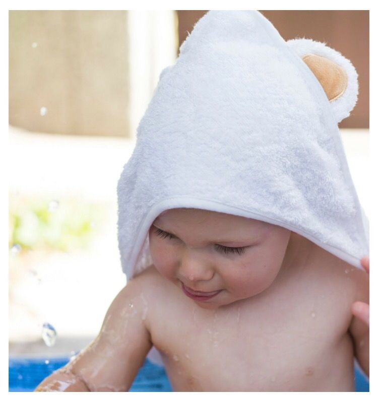 2 of Organic Bamboo Baby Hooded Towel with Bath Sponge Gift Set | Plush, Extra Soft, Absorbent, Natural, Antibacterial 35 x 35 | Luxury Wrap for Kids