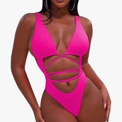 one piece sexy swimsuit bikini pink (never used)