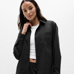 Athleta button-down stretch shirt- brown/gray