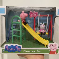 Peppa Pig Playground Fun Playset Slide With Figures Peppa Pig & Suzy Sheep New. Condition is brand new with some light wear on the box. Ships out ASAP