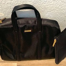 👜 Black Purse / Clutch and Wallet, Gold Zippers, Luxury Fabric and Lining (brand new)