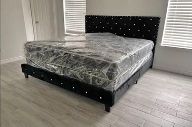 Button tufted solid bed frames available in all sizes king queen twin full delivery available